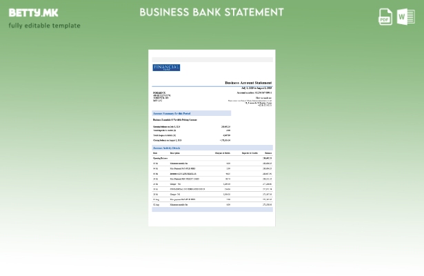модерен стил Извештај за корпоративна сметка на Того Финансиска банка Шаблон Wor